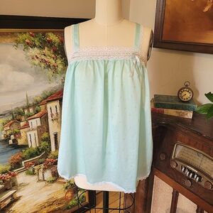 Vtg Mint nighty top Sleepwear Glow in the Sark stars! Medium